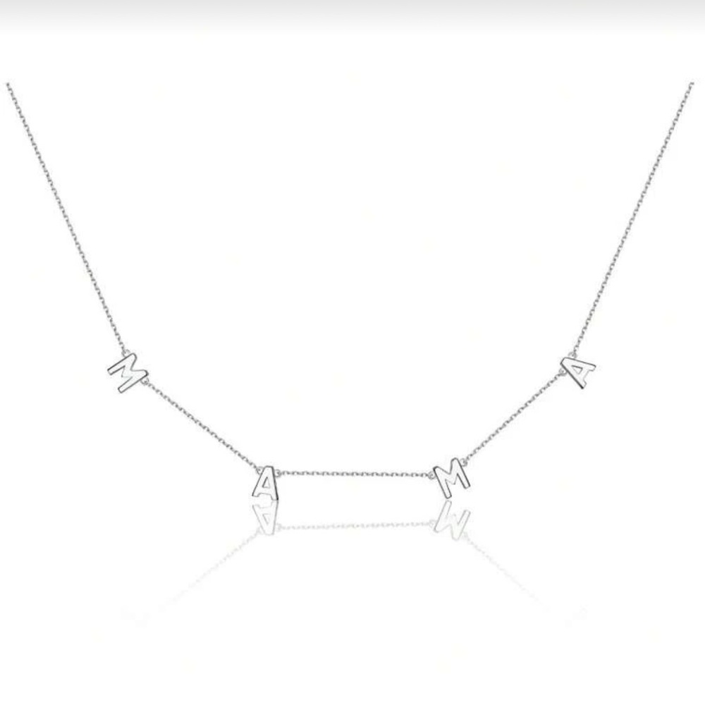 Elegant 14K White Gold 'MAMA' Necklace